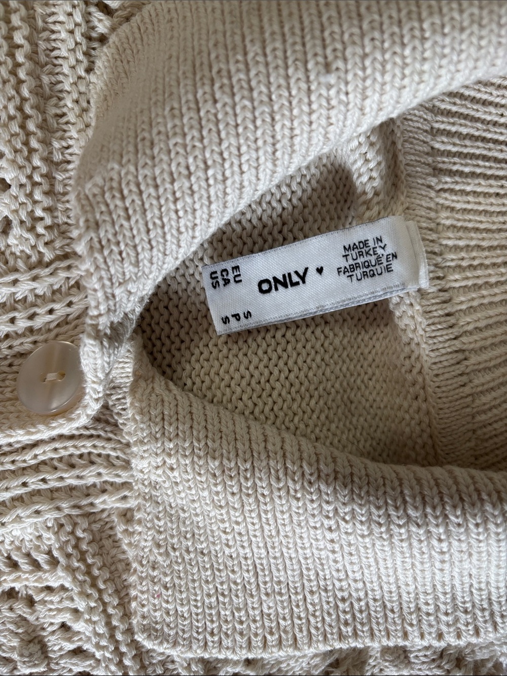 Only Cream Crochet Knit Button-Up Cardigan - Picture 2 of 6